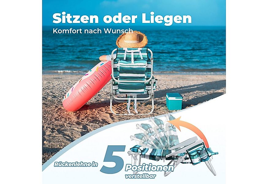 HOMECALL Klappstuhl Strandstuhl Leicht Klappbar Camping, 5-fach verstellbar günstig online kaufen