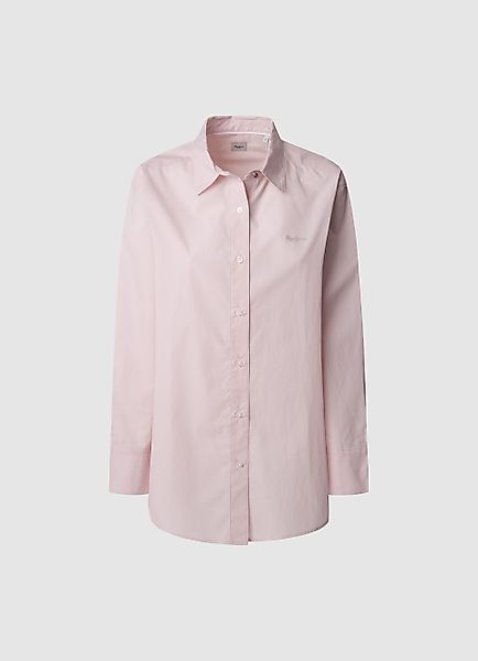 Pepe Jeans Hemdbluse mit Ton-in-Ton Logostickerei günstig online kaufen