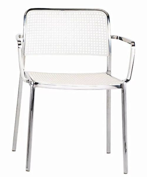 Stapelbarer Sessel Audrey plastikmaterial weiß Gestell Aluminium poliert - günstig online kaufen