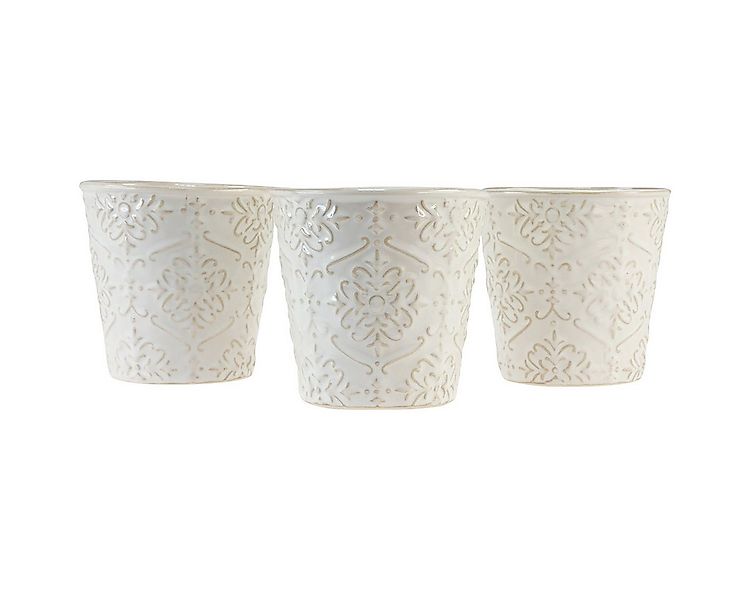 Viana Übertopf Keramik Übertopf Weiß Ø11cm H11cm 3er-Set Pflanztopf Blument günstig online kaufen