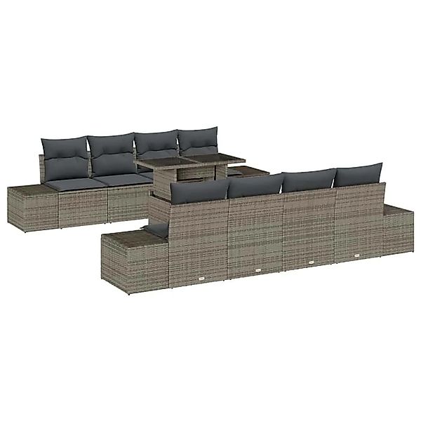 vidaXL Sofa Set mit Kissen 7-Tlg Grau Poly-Rattan 3349145 günstig online kaufen