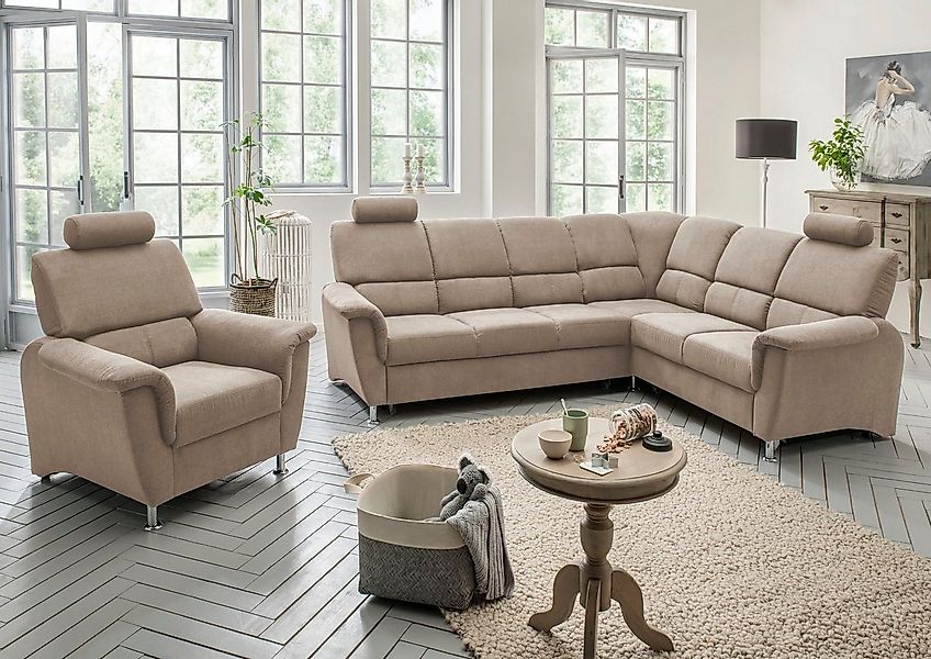 Home affaire Ecksofa Pisa L-Form, mit Schlaffunktion, Stauraum, 2x höhenver günstig online kaufen