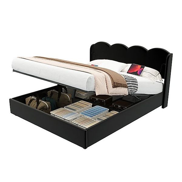 Gotagee Polsterbett Jugendbett mit LED Licht Ladeschnittstelle und Stauraum günstig online kaufen