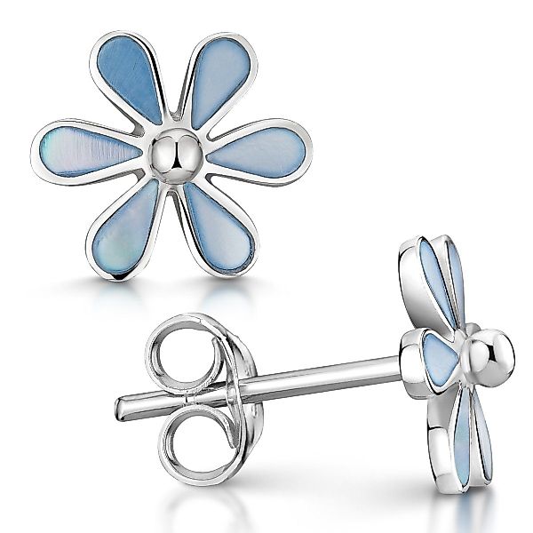 Materia Paar Ohrstecker Perlmutt Blume Hellblau günstig online kaufen