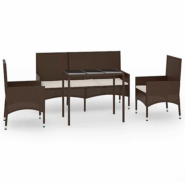 Vidaxl 4-tlg. Garten-lounge-set Mit Kissen Braun Poly Rattan günstig online kaufen