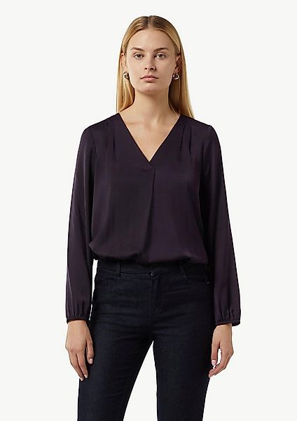 comma Langarmbluse Bluse Satinbluse mit V-Ausschnitt günstig online kaufen