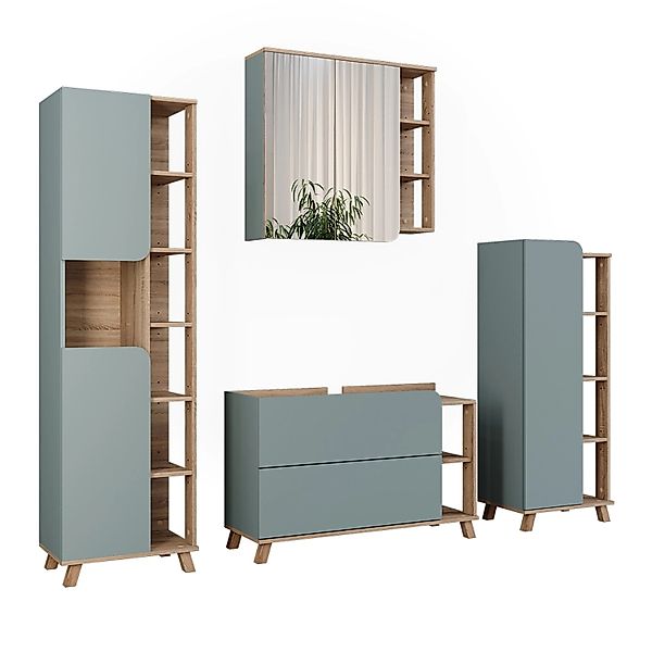 Vicco Badmöbel-Set Karen Sonoma/Blau 4 Teile günstig online kaufen