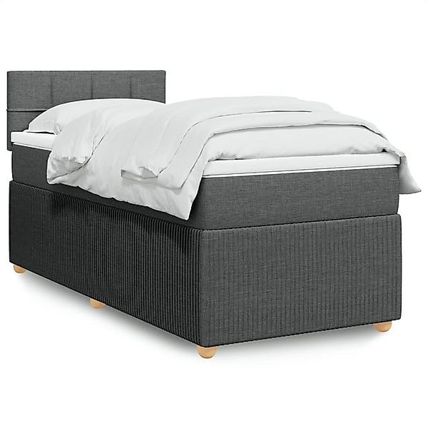 vidaXL Boxspringbett, Boxspringbett mit Matratze Dunkelgrau 90x200 cm Stoff günstig online kaufen