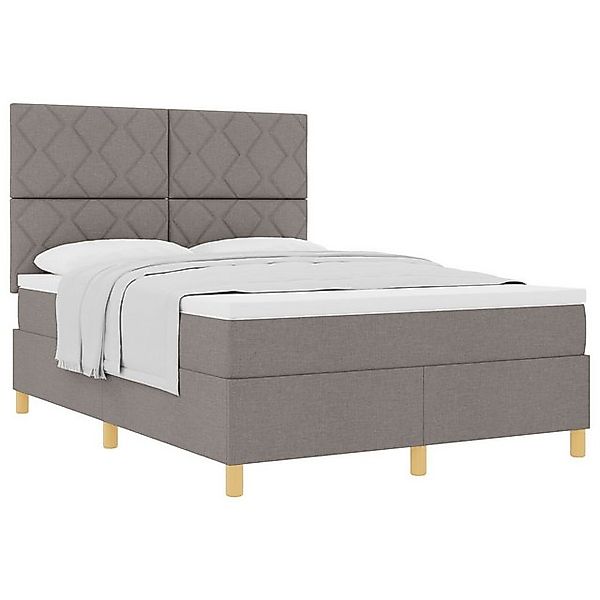 vidaXL Bett Boxspringbett mit Matratze Taupe 140x190 cm Stoff (1-tlg) günstig online kaufen
