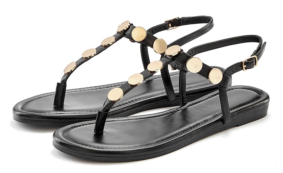 Vivance Sommerschuh Sandale, Zehentrenner mit goldfarbenen günstig online kaufen