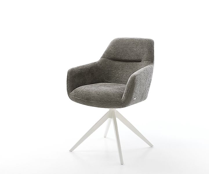 Drehstuhl Pejo-Flex Bouclé Soft Schlamm Kreuzgestell breit Weiß 360° drehba günstig online kaufen