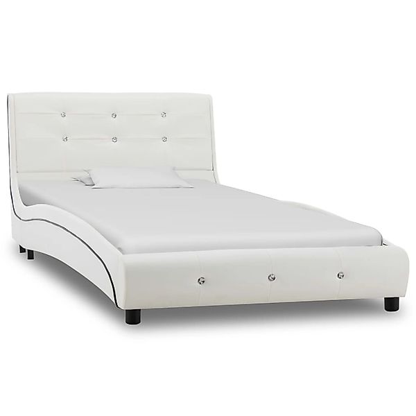 vidaXL Bett mit Memoryschaum-Matratze Weiß Kunstleder 90x200 cm Modell 1612 günstig online kaufen