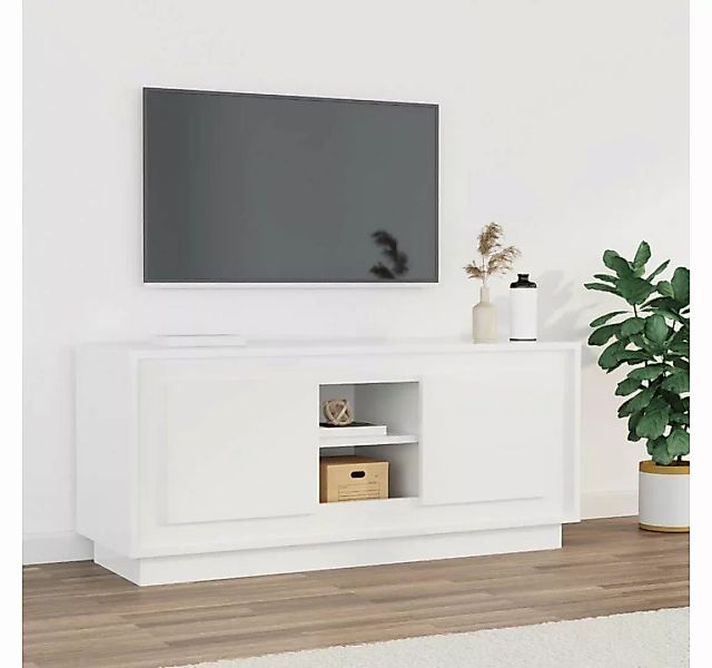 vidaXL TV-Schrank TV-Schrank Hochglanz-Weiß 102x35x45 cm Holzwerkstoff (1-S günstig online kaufen