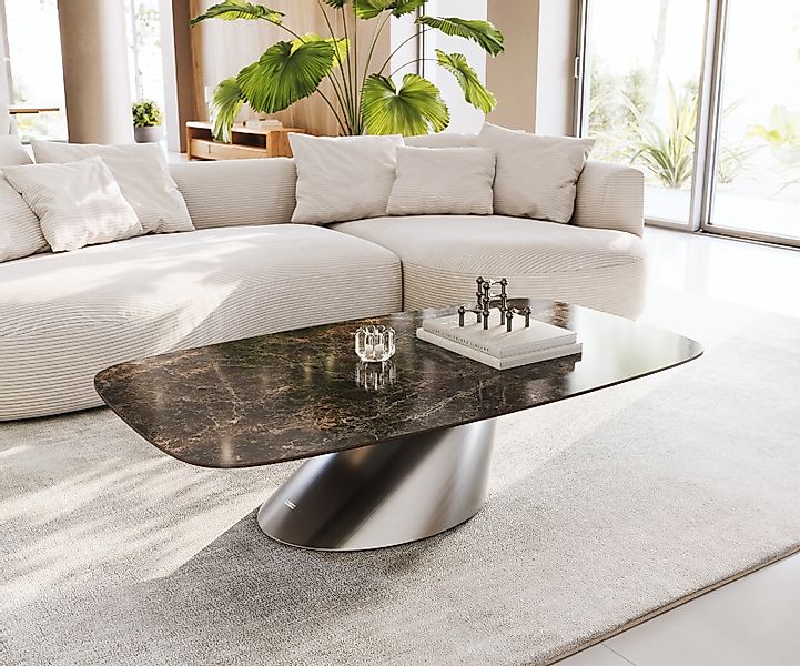 Couchtisch Edge Boot 140x80 cm Keramik Emperador Extra Lucidato Dunkelbraun günstig online kaufen