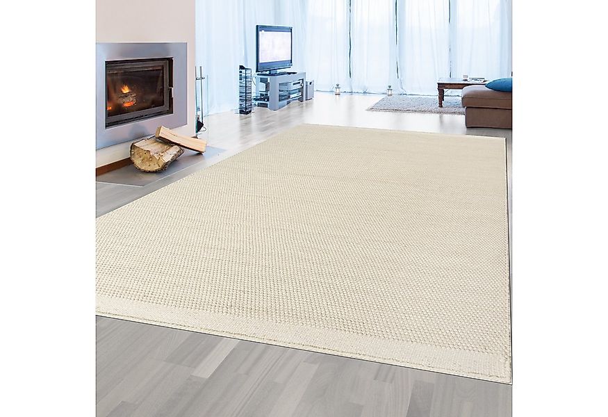 Carpetia Teppich Handgewebter Wollteppich in edlem Creme für ihr Schlafzimm günstig online kaufen