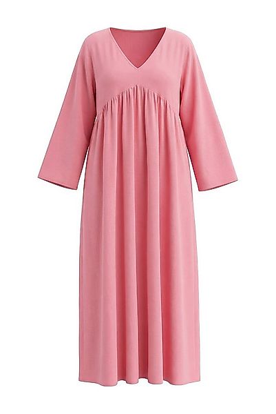 Ulla Popken Maxikleid Musselinkleid A-Linie V-Ausschnitt Langarm günstig online kaufen