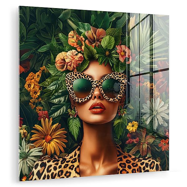 MuchoWow Acrylglasbild Frau - Pantherdruck - günstig online kaufen