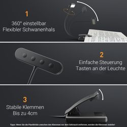 Jibenhome Klemmleuchten Leselampe Buch Klemme USB günstig online kaufen