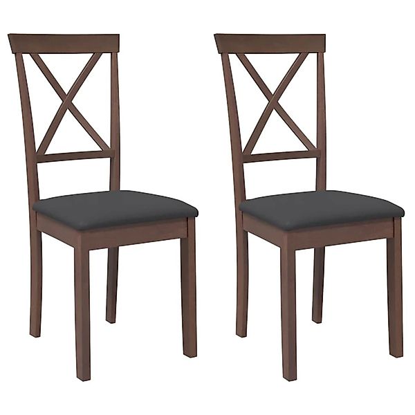 vidaXL Esszimmerstühle mit Kissen 2 Stk Braun Massivholz Gummibaum 4102402 günstig online kaufen