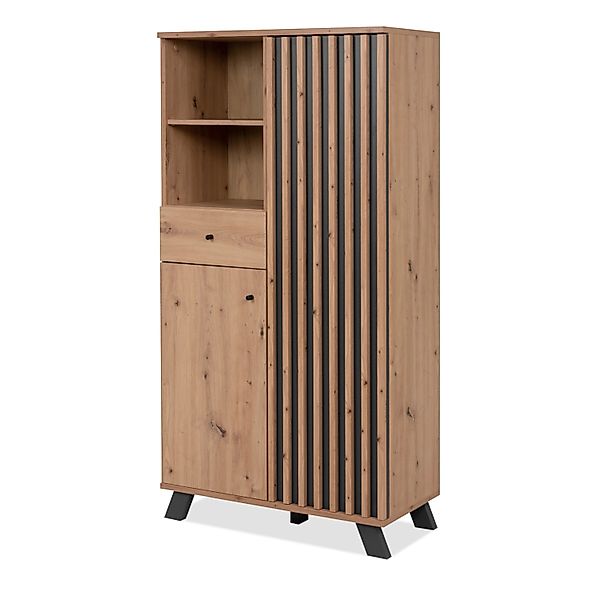 Furn.Design Highboard Eiche Artisan und Grau 80 x 156 cm 3D Lamelle Industr günstig online kaufen