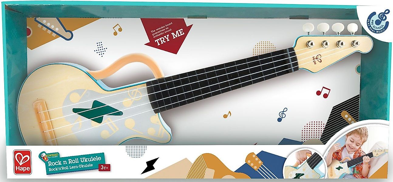 Hape Spielzeug-Musikinstrument Rock'n'Roll Lern-Ukulele günstig online kaufen