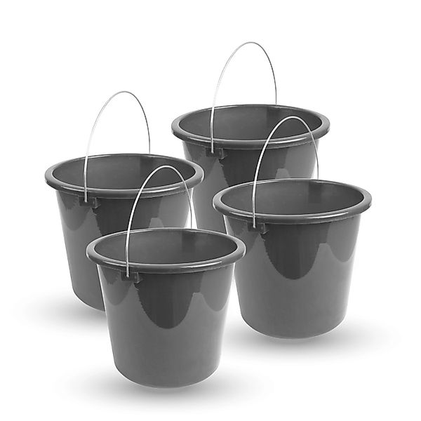 ProHome Eimer Inkl. Metallbügel Anthrazit 5 Liter 4er Pack günstig online kaufen