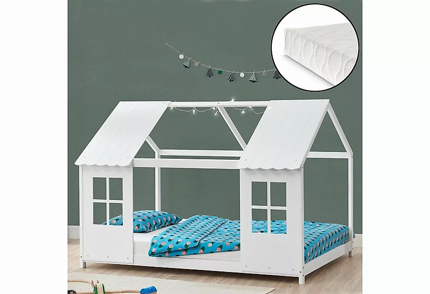 en.casa Kinderbett (Bett und Matratze), »Tostedt« Hausoptik Halboffenes Des günstig online kaufen