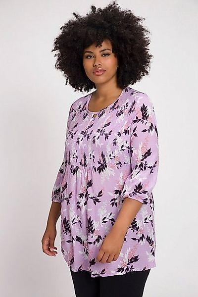 Ulla Popken Tunika Smokbluse Blätter A-Linie günstig online kaufen