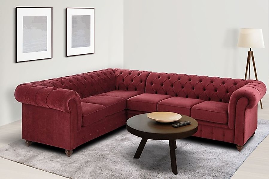 Home affaire Chesterfield-Sofa »Chesterfield Ecksofa, auch in Leder L-Form« günstig online kaufen