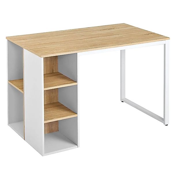 Costway Schreibtisch mit 5 Fächern & Metallrahmen Natur & Weiß günstig online kaufen