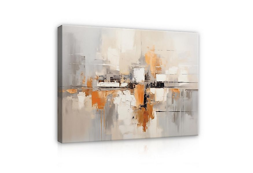 Wallarena Leinwandbild Abstrakt Grau Loft Kunst Wandbilder XXL Wand Deko Bi günstig online kaufen