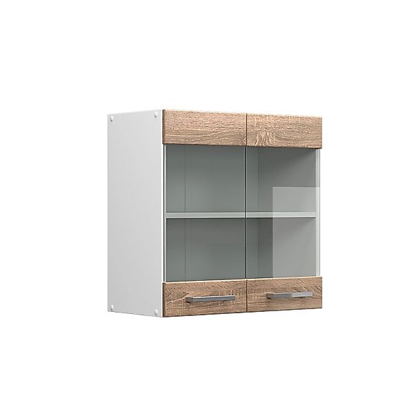 Vicco Küchenglasschrank R-Line Glashängeschrank Sonoma/Weiß 60 cm günstig online kaufen