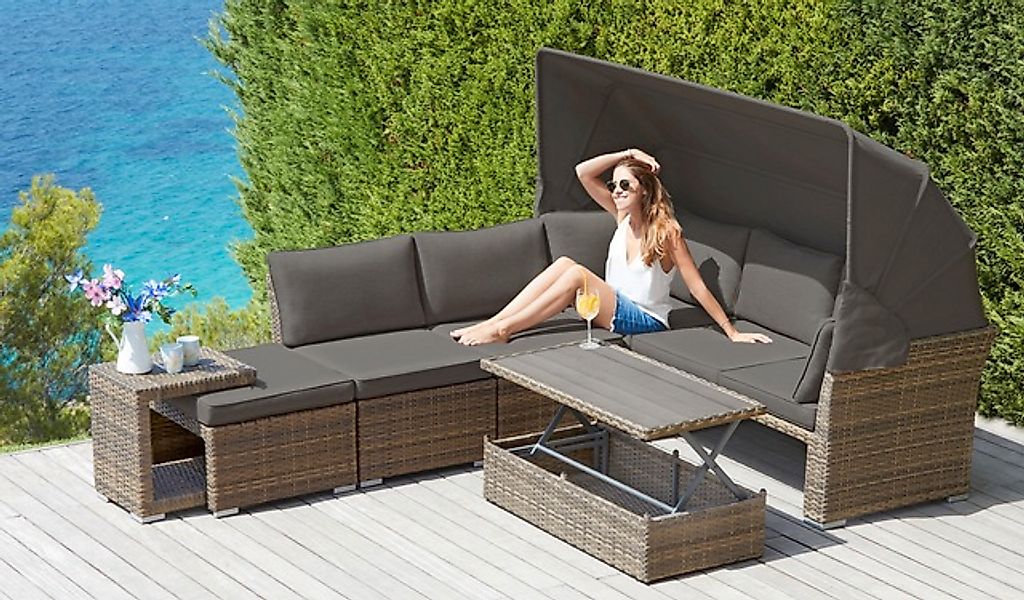 KONIFERA Gartenlounge-Set »Hawaii Premium« 1x3erSofa, 2xSessel, 1xHocker, 1 günstig online kaufen