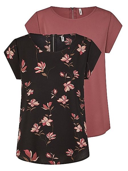 ONLY T-Shirt Damen Top ONLVIC Regular Fit (Vorteilspack, 2-tlg) Basic Kurza günstig online kaufen