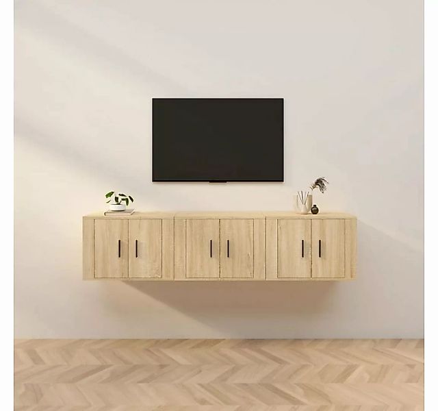 furnicato TV-Schrank TV-Wandschränke 3 Stk. Sonoma-Eiche 57x34,5x40 cm günstig online kaufen