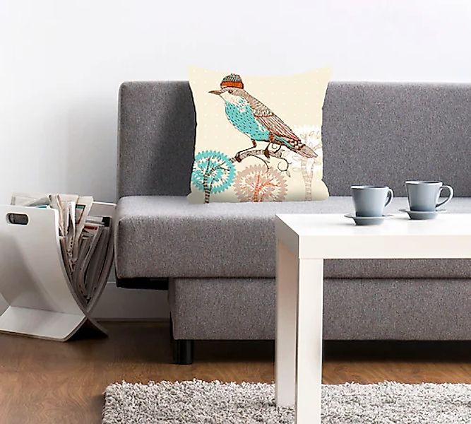 queence Dekokissen »Charly«, Kissenhülle,Vogel,Mütze,Lustig,Winter,Weihnach günstig online kaufen