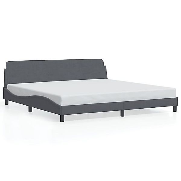 vidaXL Bettgestell, Bettrahmen mit Kopfteil Dunkelgrau 200x200 cm Samt günstig online kaufen