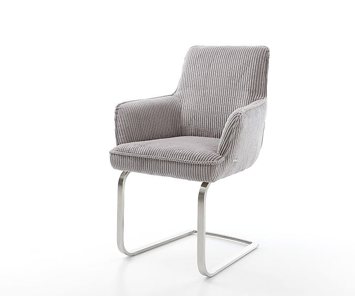 Freischwinger Heira-Flex mit Armlehnen Cord Silbergrau Freischwinger flach günstig online kaufen