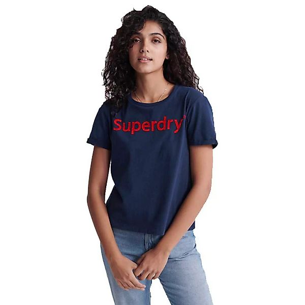 Superdry Regular Flock Boxy Kurzarm T-shirt M Atlantic Navy günstig online kaufen