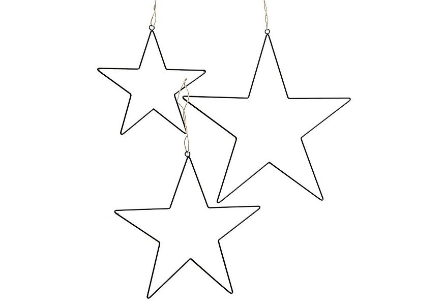 Spetebo Dekohänger Metall Deko Sterne 3er Set schwarz - 50 / 40 / 30 (Set, günstig online kaufen