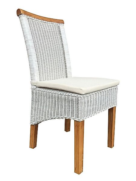 Amagohome Rattanstuhl Esszimmer Stühle Set Rattanstühle Perth 2 Stück weiß günstig online kaufen