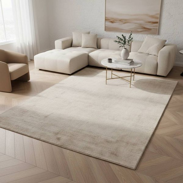 Kurzflor Teppich in Creme Weiß 1 cm hoch günstig online kaufen