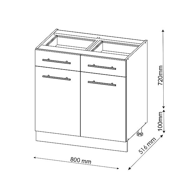 Vicco Unterschrank Fame-Line, Anthrazit Hochglanz/Weiß, 80cm günstig online kaufen