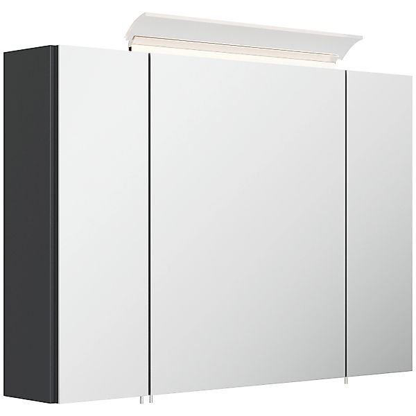 Posseik Spiegelschrank inkl. Design LED-Lampe u. Glasböden 90 cm Grafit günstig online kaufen