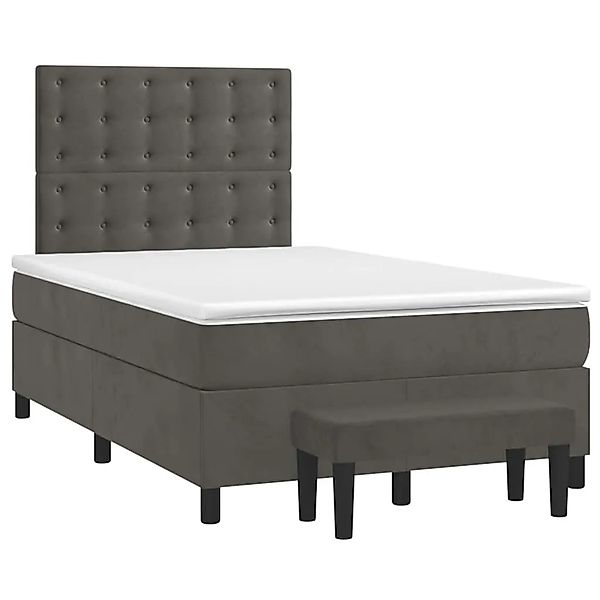 vidaXL Boxspringbett mit Matratze Dunkelgrau 120x190 cm Samt 3270494 günstig online kaufen