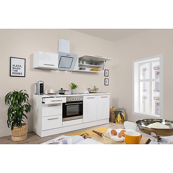 Respekta Premium Küchenzeile 210 cm Weiß Hochglanz günstig online kaufen