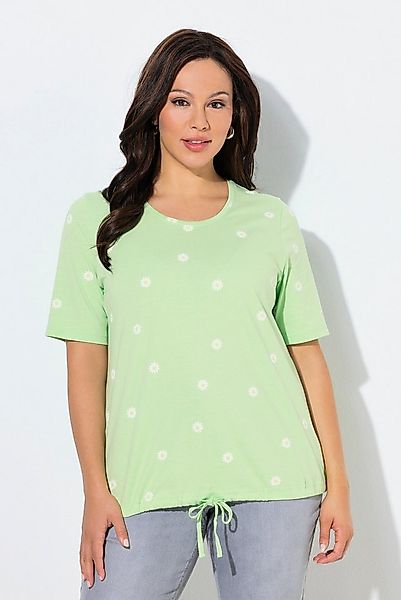 Ulla Popken T-Shirt T-Shirt Blüten Classic Rundhals Halbarm Tunnelzug günstig online kaufen