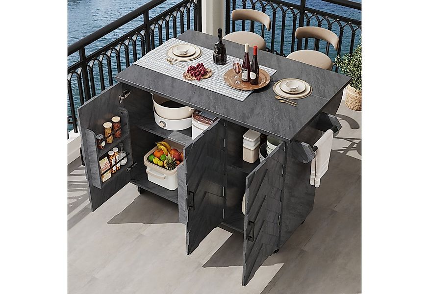 Flieks Küchenwagen mit erweiterbarer Arbeitsplatte, Rollen und verstellbare günstig online kaufen