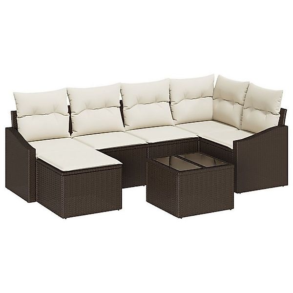 vidaXL Loungesofa 6-teiliges Garten Esszimmer Set mit Kissen Grau Poly Ratt günstig online kaufen