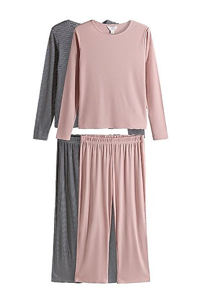 The Set Pyjama The Set gerippte, lange Schlafanzüge, 2er-Pack (4 tlg) günstig online kaufen